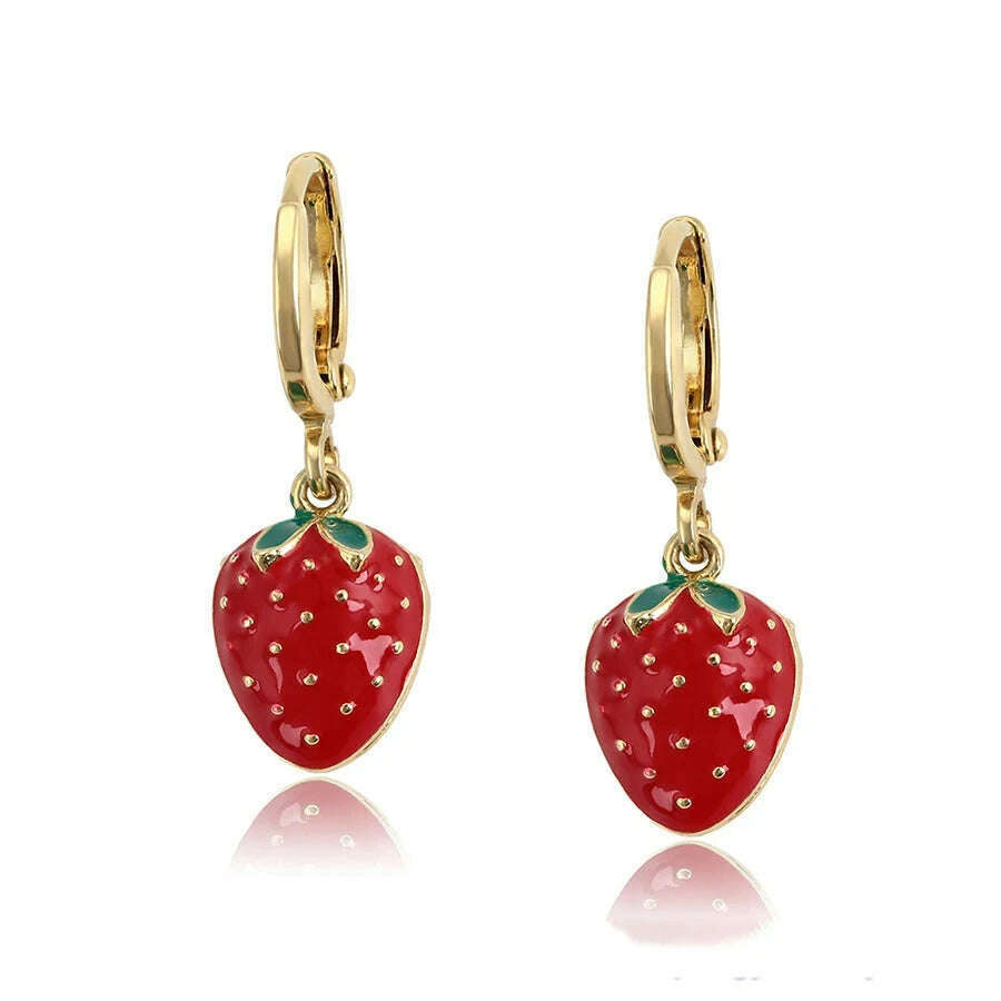 KIMLUD, Xuping Jewelry Fashion Fruit Серьги  Design Elegant Fashion Huggies Earring of Charm Lovely Style for Women Girl  A00889023, KIMLUD Womens Clothes