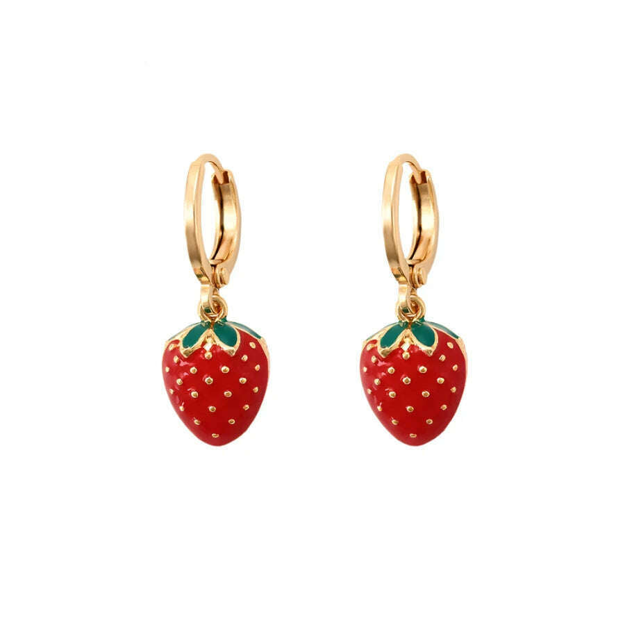 KIMLUD, Xuping Jewelry Fashion Fruit Серьги  Design Elegant Fashion Huggies Earring of Charm Lovely Style for Women Girl  A00889023, KIMLUD Womens Clothes