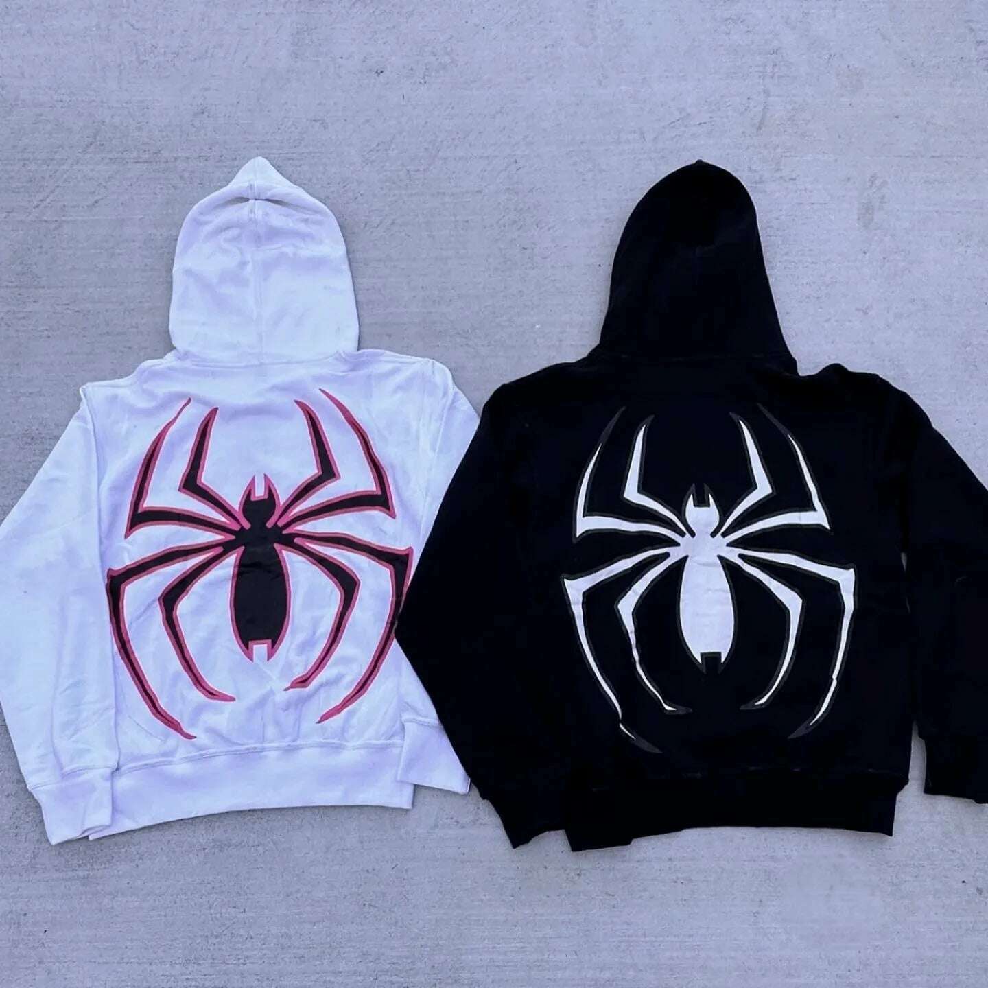 KIMLUD, Y2k Emo Women Streetwear Hoodie Spider Punk Zip Up Hoodies Graphic Oversized Sweatshirt Gothic Harajuku Kpop Alt Men Clothes, KIMLUD Womens Clothes