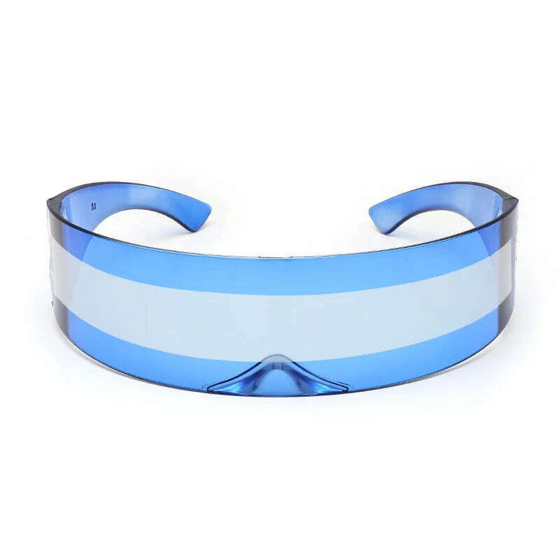 KIMLUD, Y2K Future Warrior Rimless Sunglasses Punk Retro Sun Glasses Cycling Goggles Fashion Men Women Hip Hop Party Eyewear 2023 New, Blue Silver, KIMLUD APPAREL - Womens Clothes