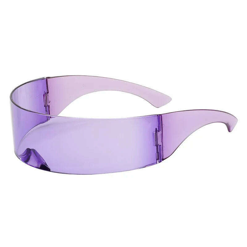 KIMLUD, Y2K Future Warrior Rimless Sunglasses Punk Retro Sun Glasses Cycling Goggles Fashion Men Women Hip Hop Party Eyewear 2023 New, Purple, KIMLUD APPAREL - Womens Clothes