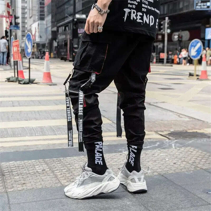 KIMLUD, Y2K Joggers Cargo Pants For Men Casual Hip Hop Pocket Male Trousers Sweatpants Street Ribbons Techwear White Pant Pantalon Homme, KIMLUD Womens Clothes