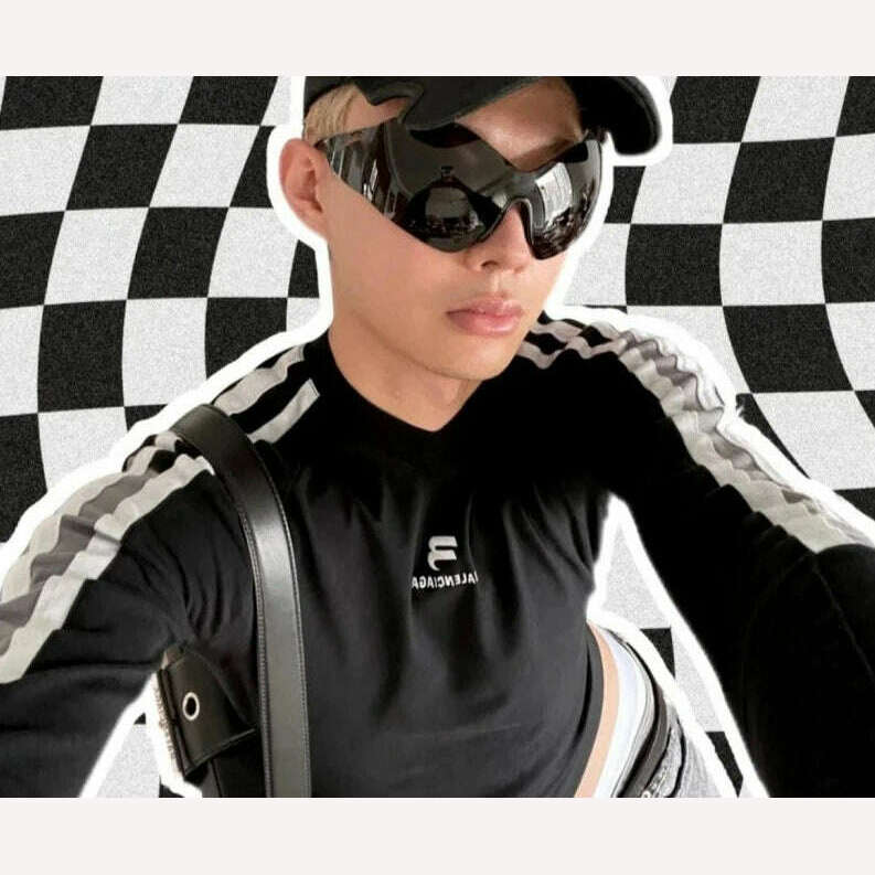 Y2K One Piece Punk Goggle Sunglasses Female Male Luxury Brand Designer Silver Sport Sun Glasses Oversized Eyewear Shades UV400 - KIMLUD