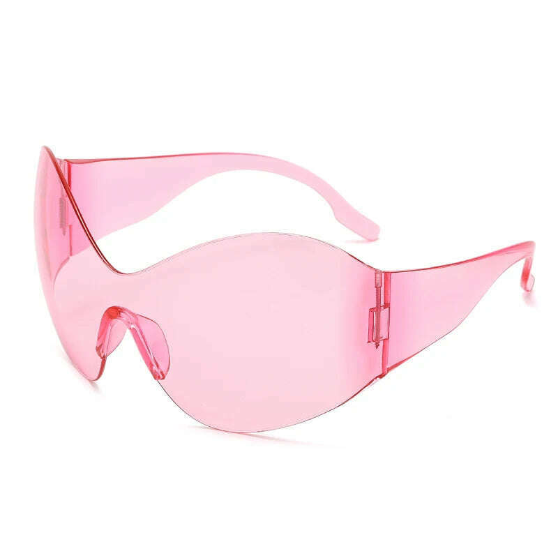 KIMLUD, Y2K One Piece Punk Goggle Sunglasses Female Male Luxury Brand Designer Silver Sport Sun Glasses Oversized  Eyewear Shades UV400, Pink / CHINA / as pictures showed, KIMLUD APPAREL - Womens Clothes