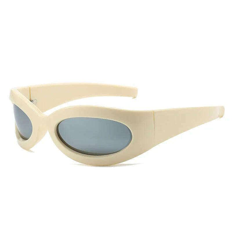 KIMLUD, Y2K Vintage Punk Cat Eye Sunglasses Women For Men Trending Sun Glasses Fashion Luxury Brand Designer Cycling Sport Goggle UV400, Beige Silver / As the picture, KIMLUD Womens Clothes
