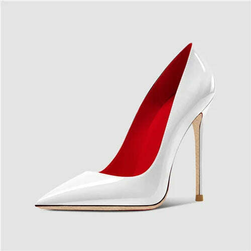 KIMLUD, Yellow Curl Upper Women Patent Pointed Toe Stiletto 12cm High Heels Sexy Ladies Party Dress Shoes Club Dance Pumps Plus Size, 12cm / 4, KIMLUD APPAREL - Womens Clothes