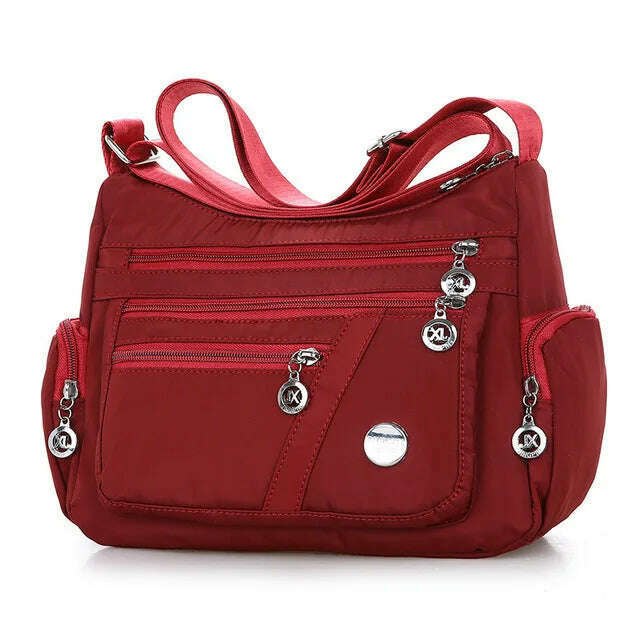 KIMLUD, Yogodlns Fashion Women Shoulder Messenger Bag Waterproof Nylon Oxford Crossbody Bag Handbags Large Capacity Travel Bags Purse, red, KIMLUD APPAREL - Womens Clothes