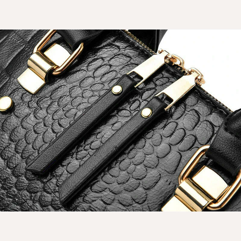 KIMLUD, Yogodlns Luxury Crocodile Pattern Handbag Women Winter New PU Leather Tassel Shoulder Bag Brands Design Handle Bag Lady Purse, KIMLUD Womens Clothes