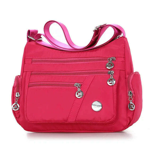 KIMLUD, Yogodlns Oxford Waterproof Shoulder Bag Women Casual Crossbody Bag Multifunction Shopping Handbag Large Capacity Messenger Bag, rosered / 27x11x20cm, KIMLUD APPAREL - Womens Clothes