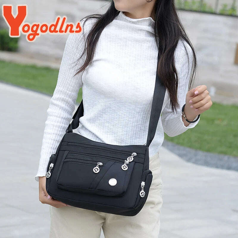 Yogodlns Oxford Waterproof Shoulder Bag Women Casual Crossbody Bag Multifunction Shopping Handbag Large Capacity Messenger Bag - KIMLUD