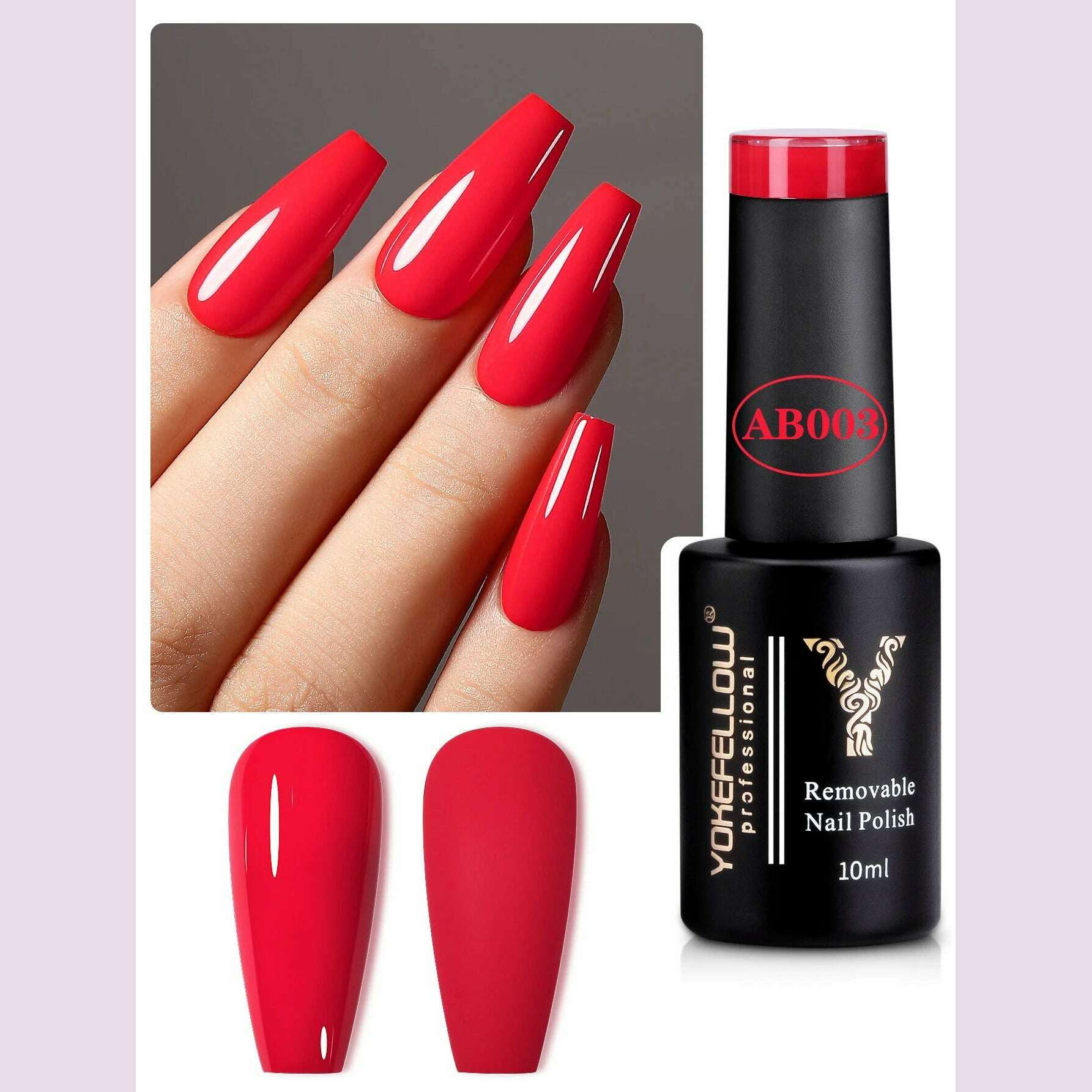 YOKEFELLOW 10ml Dark Red Series Gel Nail Polish Spring Summer Semi Permanent Low Odor Long-Wear Gel Varnish For Manicure AB003 - KIMLUD