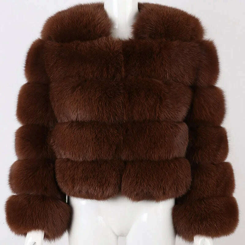 YOLOAgain Real Fox Fur Jacket Women 2024 Winter Outerwear Fox Fur Coat - KIMLUD