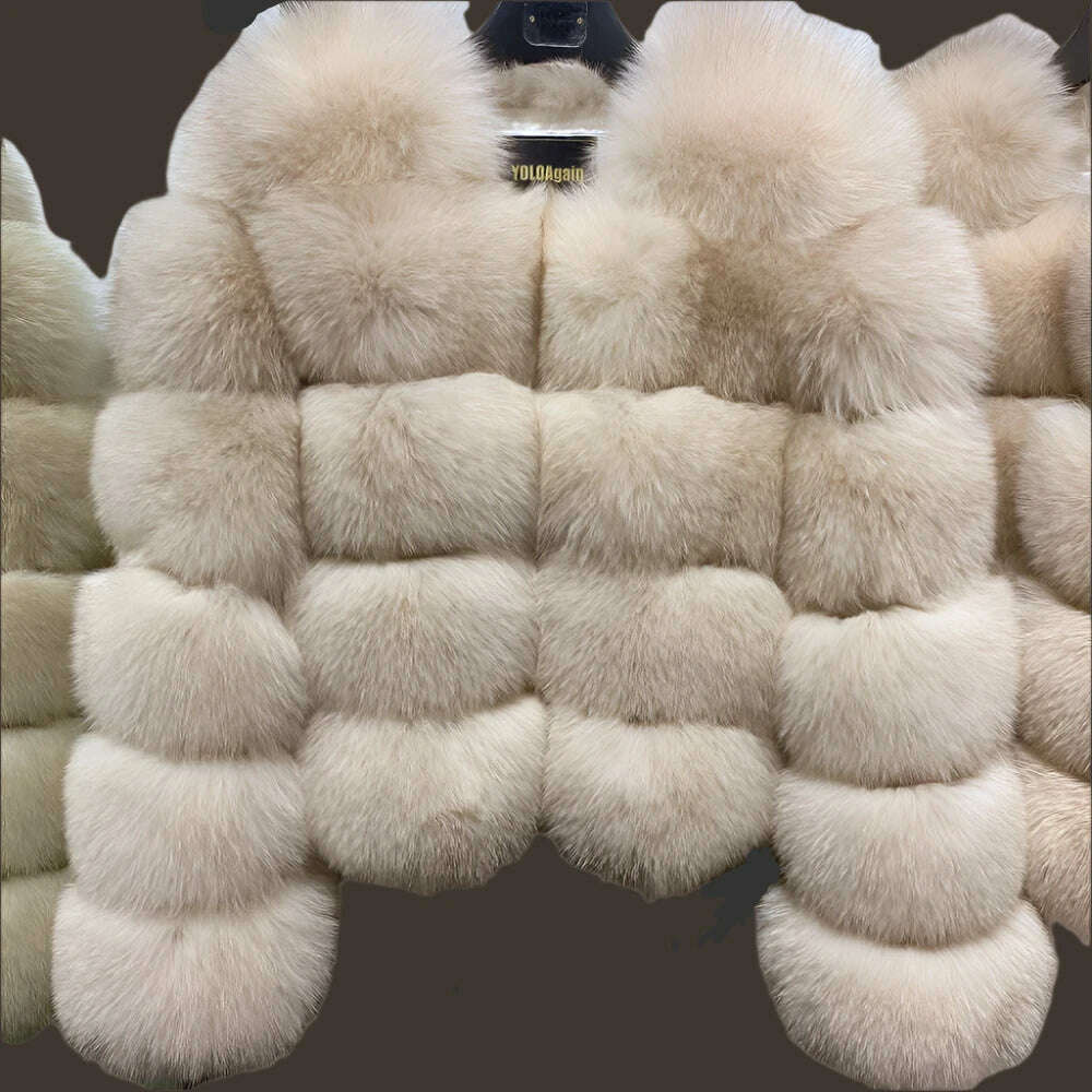 YOLOAgain Real Fox Fur Jacket Women 2024 Winter Outerwear Fox Fur Coat - KIMLUD