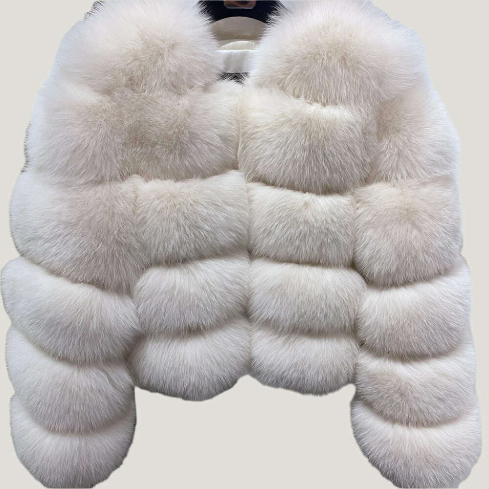 YOLOAgain Real Fox Fur Jacket Women 2024 Winter Outerwear Fox Fur Coat - KIMLUD