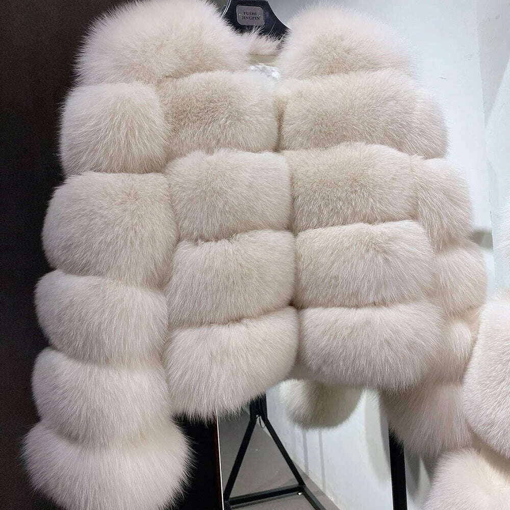 YOLOAgain Real Fox Fur Jacket Women 2024 Winter Outerwear Fox Fur Coat - KIMLUD