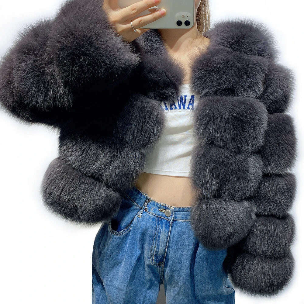 YOLOAgain Real Fox Fur Jacket Women 2024 Winter Outerwear Fox Fur Coat - KIMLUD