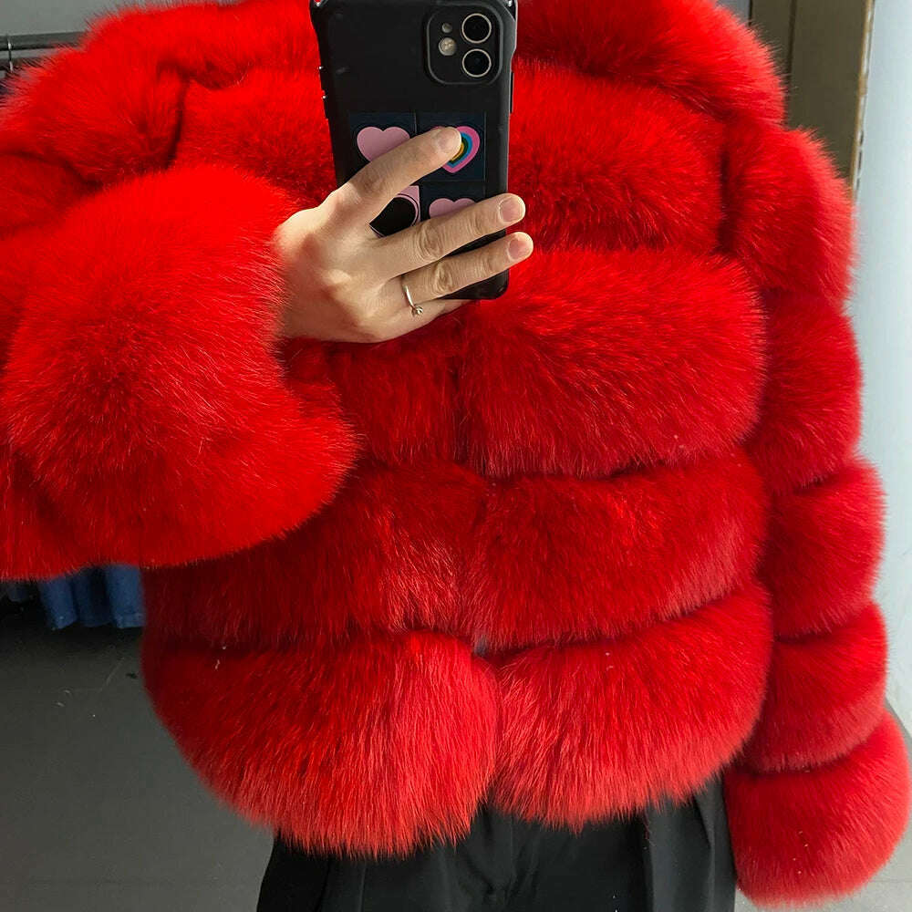 YOLOAgain Real Fox Fur Jacket Women 2024 Winter Outerwear Fox Fur Coat - KIMLUD