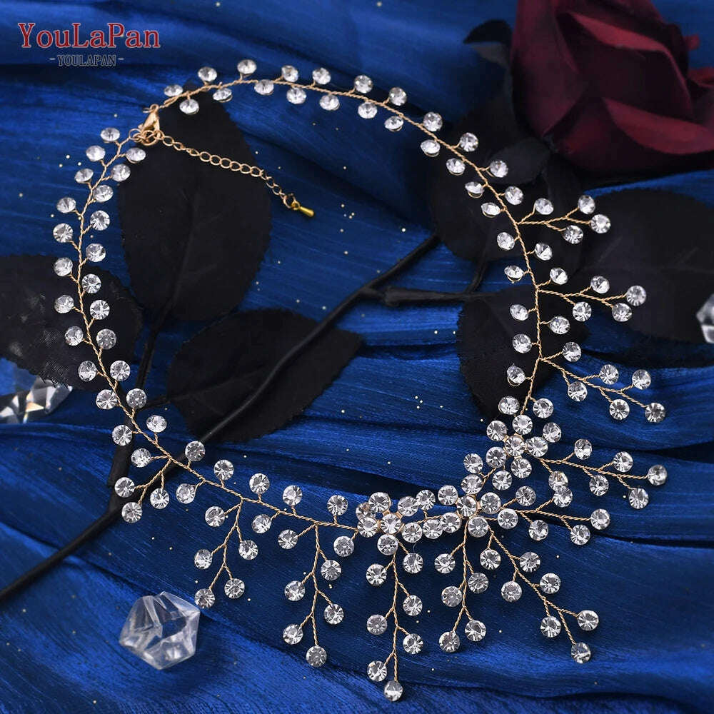 KIMLUD, YouLaPan HN01 Shiny Crystal Bridal Necklace Ladies Women Collar Chain Choker Wedding Party Diamante Rhinestone Brides Jewelry, KIMLUD Womens Clothes