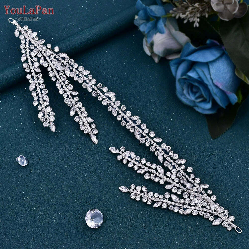 KIMLUD, YouLaPan HP496 Rhinestone Bridal Headband Woman Headpiece Wedding Hair Accessories Bride Tiara Pageant Headdresses Wedding Tiara, KIMLUD Womens Clothes