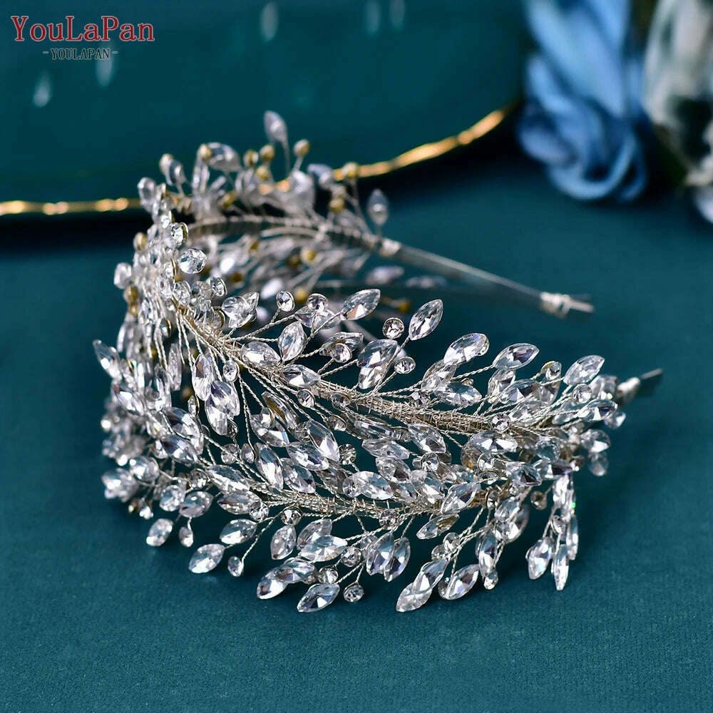 KIMLUD, YouLaPan Wedding Headband for Bride Rhinestone Bridal Hair Accessories Bridesmaid Headpiece Party Woman Headdress Jewelry HP588, KIMLUD Womens Clothes