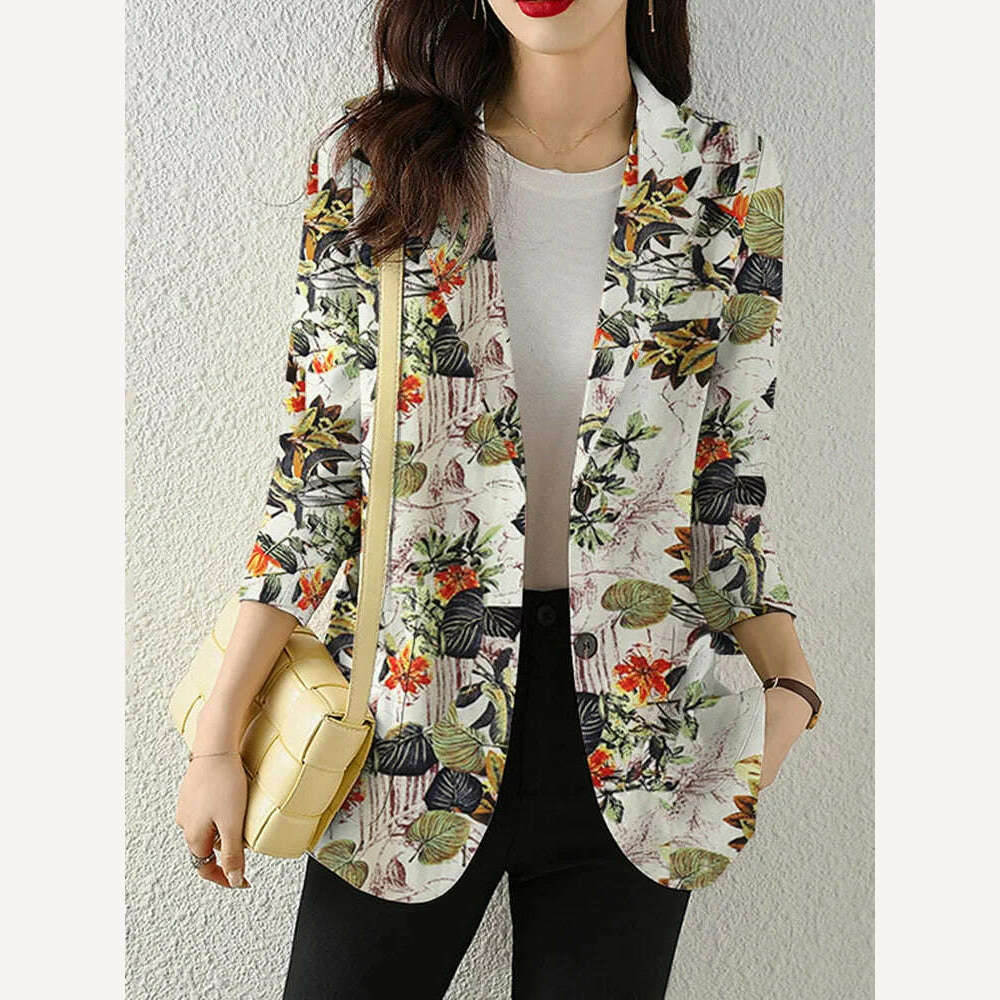 KIMLUD, ZANZEA Women Fashion Long Sleeve Blazer Bohemian Floral Printed JacketsSpring Lapel Suit Female Casual Elegant Shirts Work Coat, KIMLUD Womens Clothes