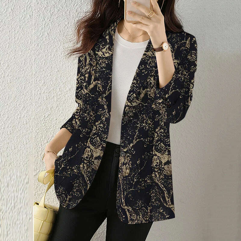 KIMLUD, ZANZEA Women Fashion Long Sleeve Blazer Bohemian Floral Printed JacketsSpring Lapel Suit Female Casual Elegant Shirts Work Coat, KIMLUD Womens Clothes