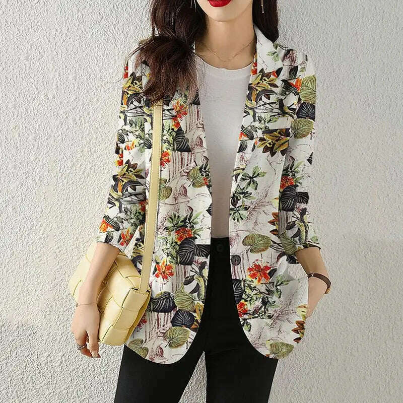 KIMLUD, ZANZEA Women Fashion Long Sleeve Blazer Bohemian Floral Printed JacketsSpring Lapel Suit Female Casual Elegant Shirts Work Coat, KIMLUD Womens Clothes