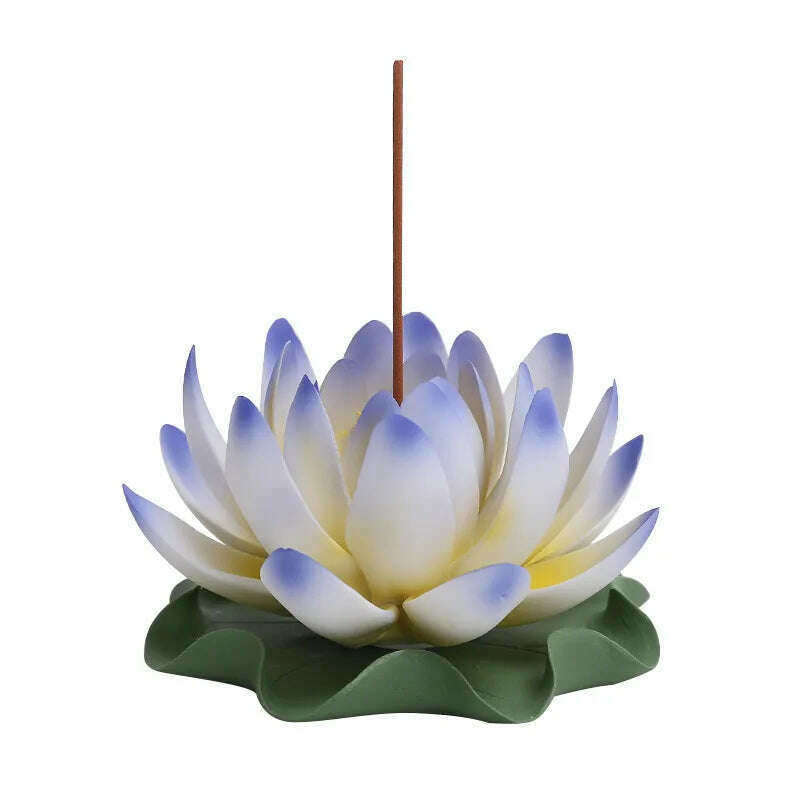 Zen Ceramic Censer Handicrafts Home Ornaments Water Lily Incense Burner Lotus Incense Stick Holder - KIMLUD