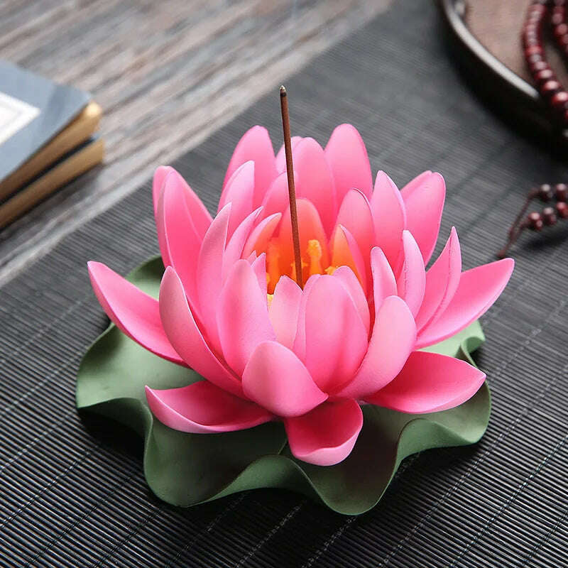 Zen Ceramic Censer Handicrafts Home Ornaments Water Lily Incense Burner Lotus Incense Stick Holder - KIMLUD