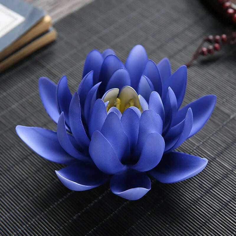 Zen Ceramic Censer Handicrafts Home Ornaments Water Lily Incense Burner Lotus Incense Stick Holder - KIMLUD