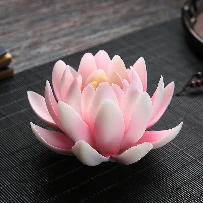 KIMLUD, Zen Ceramic Censer Handicrafts Home Ornaments Water Lily Incense Burner Lotus Incense Stick Holder, G, KIMLUD APPAREL - Womens Clothes