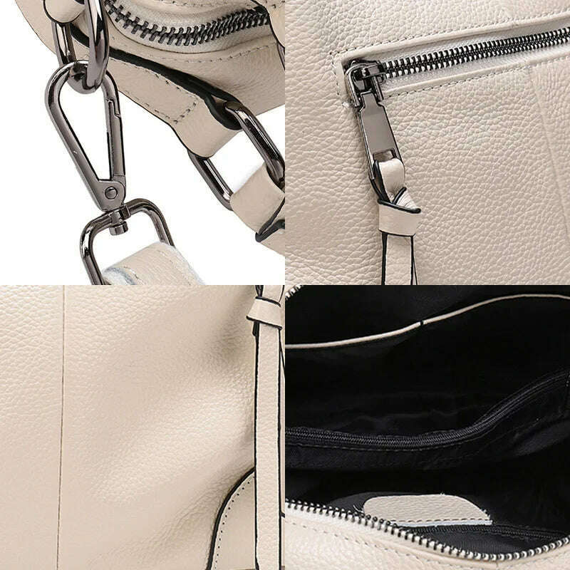 Zency Luxury Design Female Handbag Soft Genuine Leather Women Top-handle Bag Large Capacity High Quality Shoulder Bag - KIMLUD