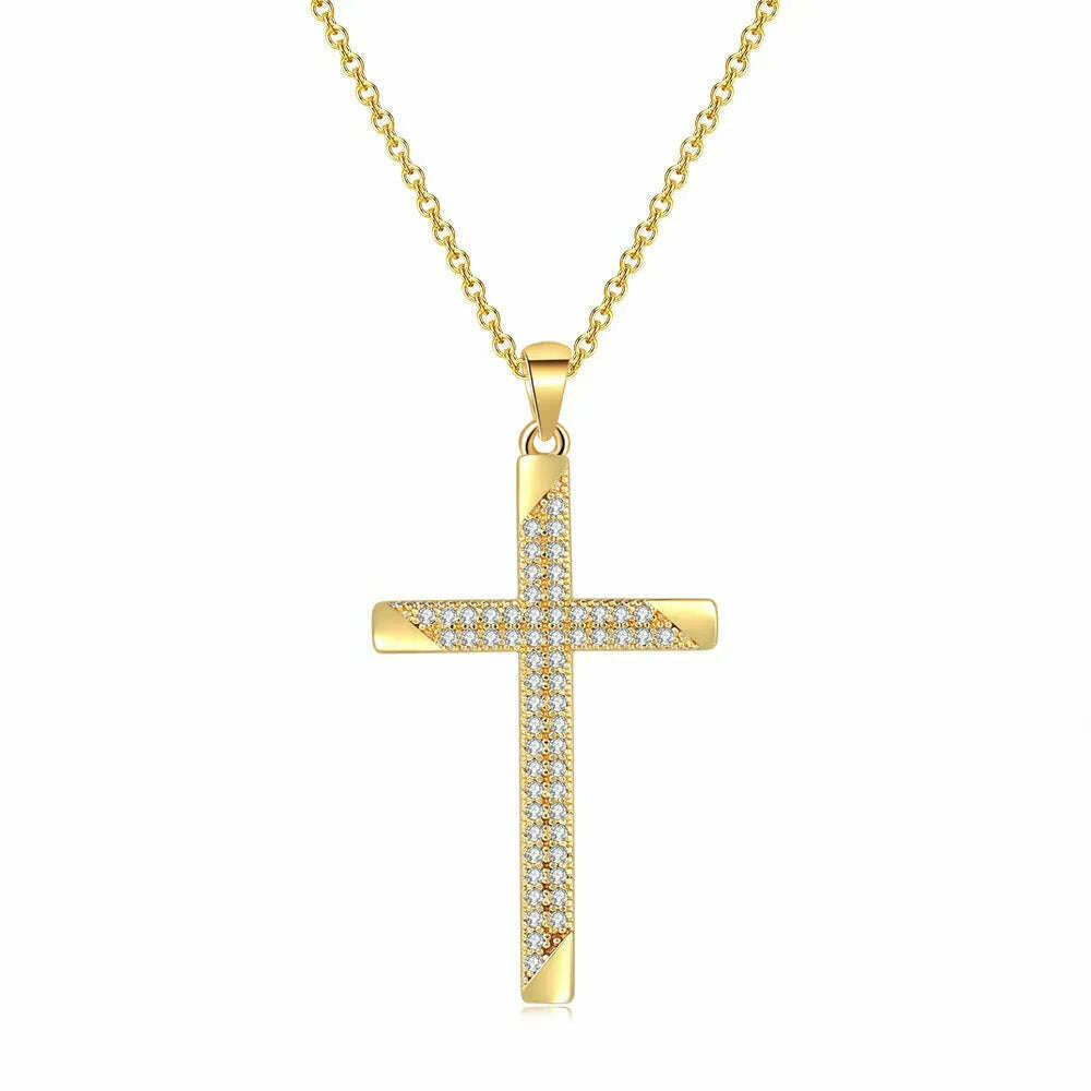 KIMLUD, ZHOUYANG Pendant Necklace For Women Luxury Zircon Cross Light Gold Color Kpop Choker Chain Christmas Gift Jewelry Wholesale N221, N051, KIMLUD APPAREL - Womens Clothes