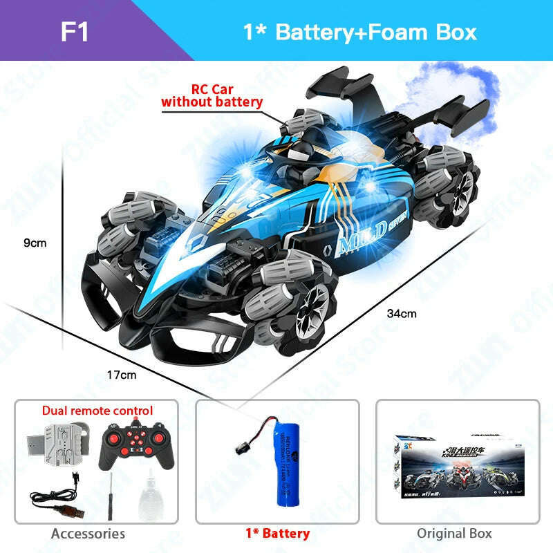 KIMLUD, ZWN F1 RC Drift Car With Music Led Lights 2.4G Glove Gesture Radio Remote Control Stunt Cars 4WD Electric Children Toy vs Wltoys, KIMLUD Womens Clothes