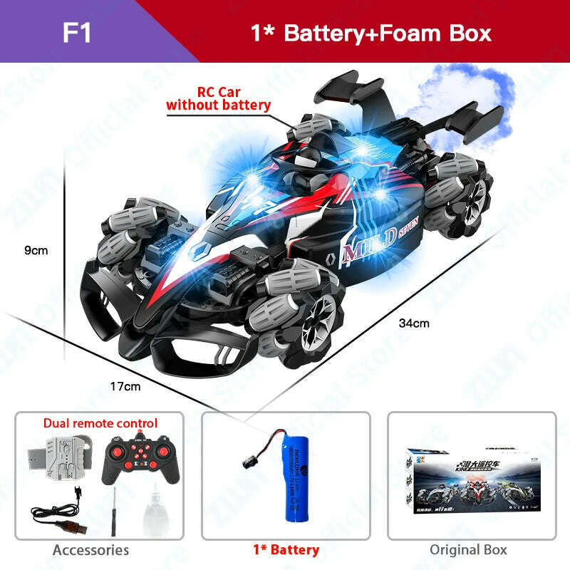 KIMLUD, ZWN F1 RC Drift Car With Music Led Lights 2.4G Glove Gesture Radio Remote Control Stunt Cars 4WD Electric Children Toy vs Wltoys, F1 Red 1B OB, KIMLUD APPAREL - Womens Clothes