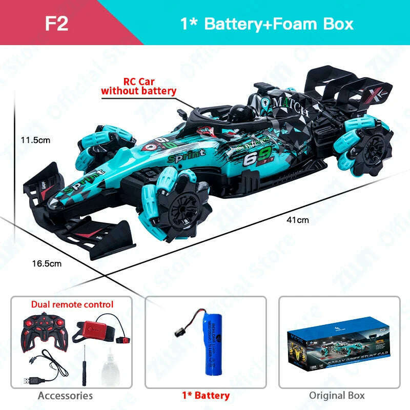 KIMLUD, ZWN F1 RC Drift Car With Music Led Lights 2.4G Glove Gesture Radio Remote Control Stunt Cars 4WD Electric Children Toy vs Wltoys, KIMLUD Womens Clothes